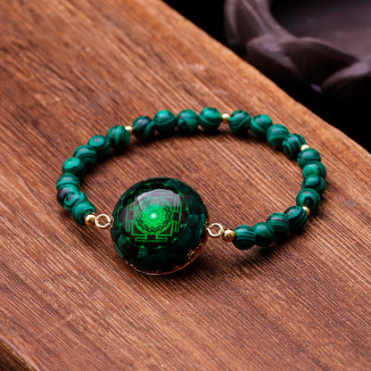 Day Day Up Malachite Bead Stretchy Bracelet for Women & Men, Orgonite Energy Healing Crystal Bracelet, Chakra Balancing Spiritual Jewelry (Style 4)