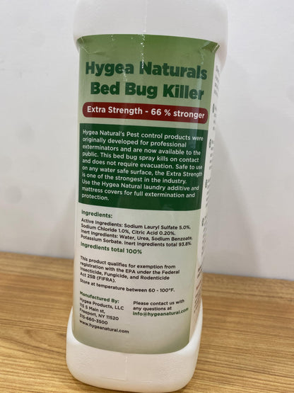 Hygea Natural Extra Strength Bed Bug Killer & Mite Spray- Child & Pet Friendly - Stain & Odor Free - 66% Stronger Natural Formula (128 oz)