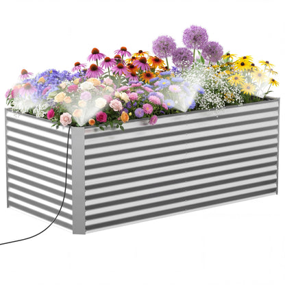 Lineware 8x4x3 ft Tall Galvanized Raised Garden Bed with Self-Watering System, Elevated Planter Boxes Outdoor, Rectangular Deep Raised Beds for Gardening,Vegetables,Flowers, Backyard, Patio
