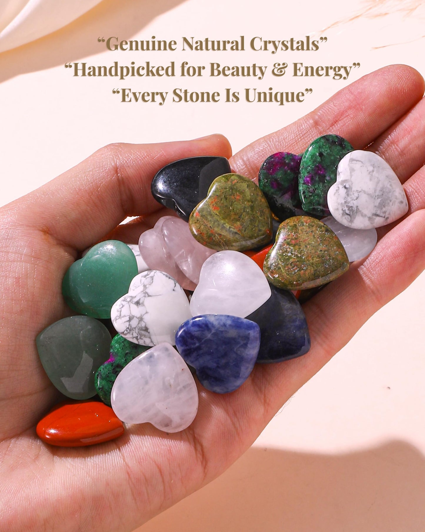 QianCannaor Pocket Hug Bulk Crystal Stone Gift Set – Natural Heart-Shaped, Bulk Mini Thoughtful Gifts for Friends, Coworkers & Family – Emotional & Inspirational Support, Encouragement, Valentine’s, Office & Holiday Christmas Gift (Heart 10Pcs)