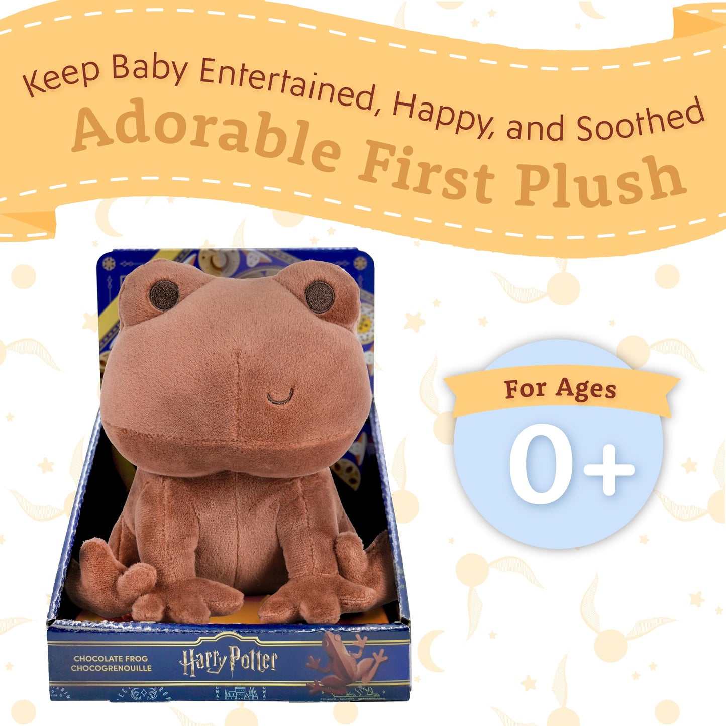 Kids Preferred Harry Potter Chocolate Frog Plush Stuffed Animal with Embroidered Details, Brown Minky Fabric, and Beans in Bottom, Hogwarts Collectible for Babies, Toddlers, and Kids, 6 Inches