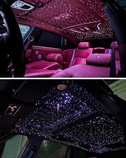 DIICRIN Starlight Headliner Kit for Car, 750pcs 0.03in x 9.8ft Fiber Optic Star Lights with 16W RGBW, 200 White Shooting Stars, App & Remote Control Car Ceiling Projector