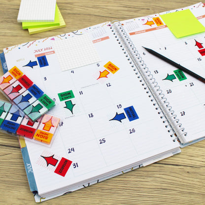 Message Flags Assorted Color, "Sign Here"/"Notarize"/"Initial Here"/"Sign and Date", 800 Pages Total, 0.98 x 1.77 Inch Wide, Easy to Post, 4 On-The-Go Dispensers/Pack