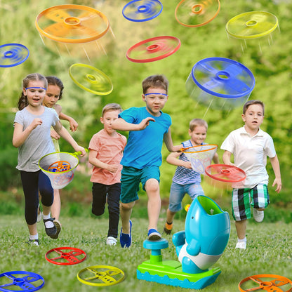 KukuFun Outdoor Toys for Kids Boys Ages 3-5 4-8, Flying Disc Launcher Outside Toys Gifts for 3 4 5 6 7 8 Year Old Kids, Ideas Outside Outdoor Game for Toddlers Boys Ages 3-5 6-8 5-7
