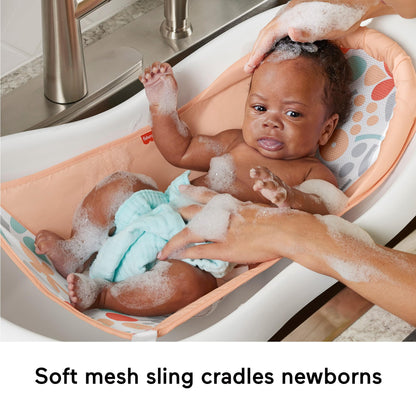 Fisher-Price™ Baby to Toddler Bath 4-in-1 Sling 'N Seat Tub with Removable Infant Support and 2 Toys, Summer Blossoms