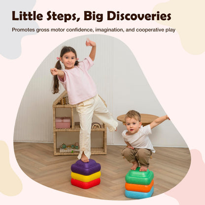 Soft Foam Stepping Stones for Kids – Indoor Balance & Coordination Toy – Lightweight Non-Toxic Styrofoam Play Stones – Obstacle Course, Floor is Lava Game, Sensory Play – Set of six