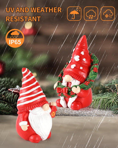 iStatue Set of 2 Resin Christmas Gnomes, 4.3'' Adorable Hand-Painted Tabletop Tomte Collectible Figurines Christmas Decorations for Home and Garden (Xmas)