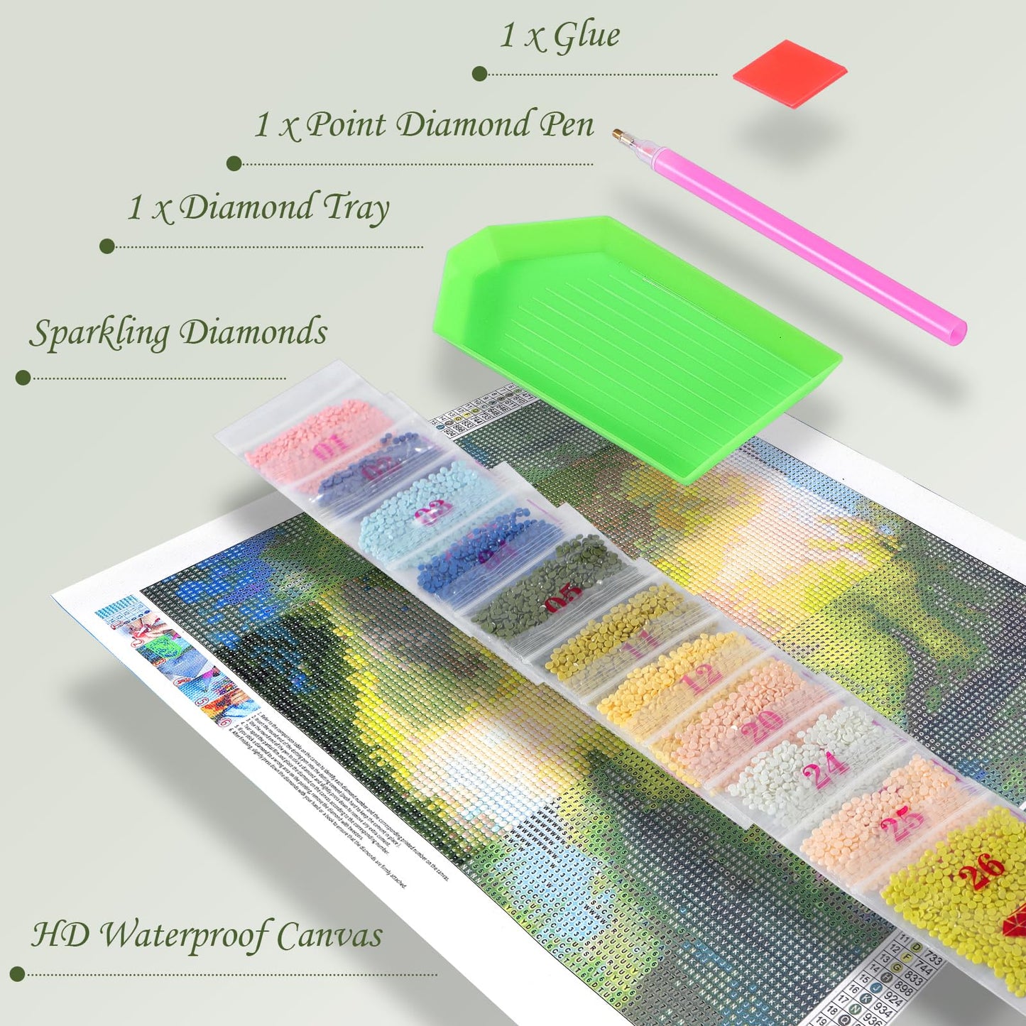 YEEIFFD Adults Diamond Painting, Nice Carousel Diamond Art Kits Round 5D Flower Gem Art Kits DIY Crafts Kits Gift for Girl's Room Decor Wall Decor 12x16 inch