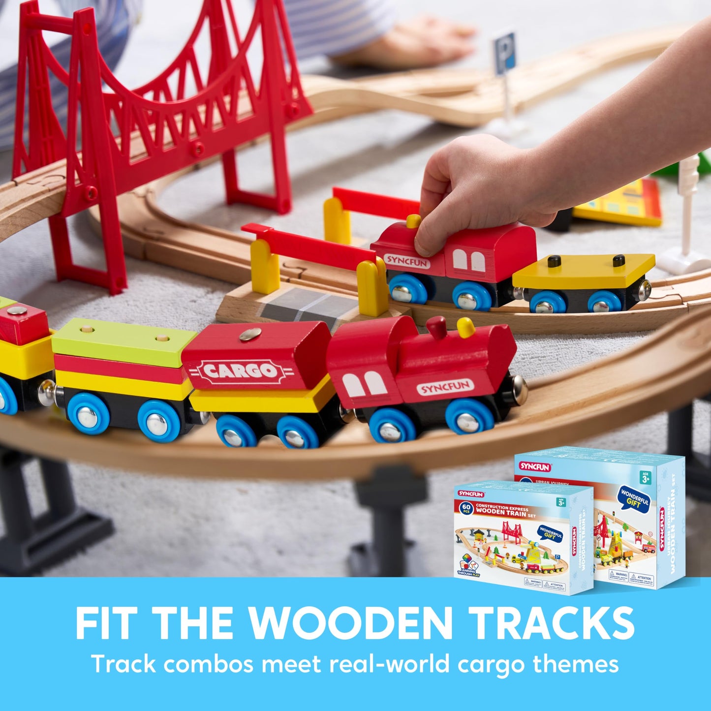 Montessori Wooden Train Toy Set for Kids, 12PCS Magnetic Train Cars with Storage Gift Box, STEM Educational Toy for Boys & Girls, Ages 2-8 Years, Easter Birthday Party Gift