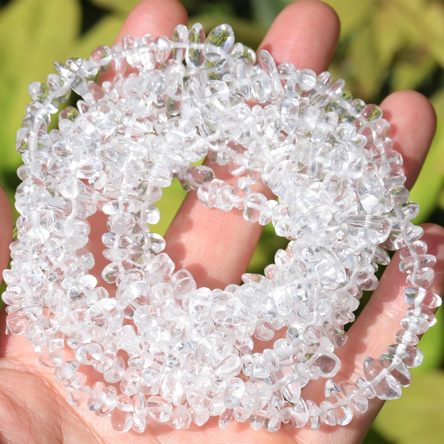400pcs 5-8mm Clear Crystal Glass Chip Beads Irregular Pre Drilled Loose Beads for DIY Bracelet Necklace Pendant Jewelry Making Supplies