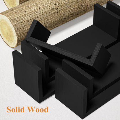 SRIWATANA Floating Shelves for Wall, Wall Shelves for Bathroom, Bedroom, Living Room, Kitchen, Office, Wood Shelves for Home Decor Set of 5 (Weathered Black)