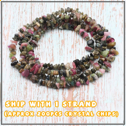 500 pcs Natural Chip Stone Beads, Tourmaline 5-8 mm Irregular Gemstones Healing Crystal Loose Rocks Bead Hole Drilled for Jewelry Making Bracelet