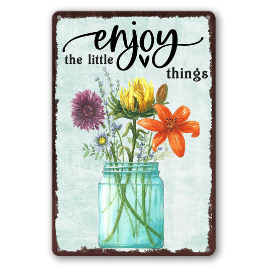 Garden Metal Signs For Outside Garden Wall Art Outdoor Patio Sign Vintage Flower Tin Sign Enjoy The Little Things Funny Garden Signs Decorative Outdoor Farmer Market Decor 8x12 Inch
