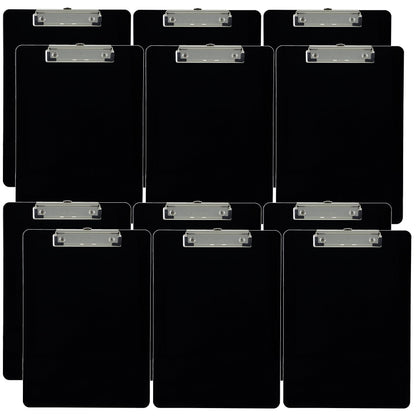 Trade Quest Plastic Clipboard Opaque Color Letter Size Low Profile Clip (Pack of 12) (Black)