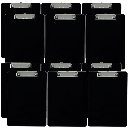 Trade Quest Plastic Clipboard Opaque Color Letter Size Low Profile Clip (Pack of 12) (Black)