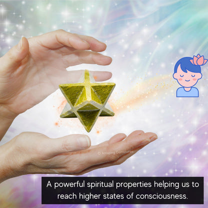 Amazing Gemstone Vesuvianite Merkaba Crystal - 1 Inches Metaphysical Merkaba Star for Meditation - Energetic Tetrahedron Crystal and Healing Stones and Healing (20-25mm)