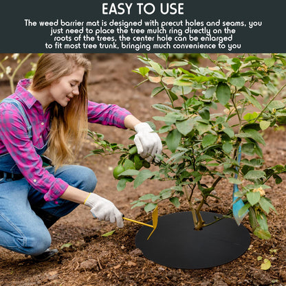 Macarrie 30 Pieces Weed Barrier Mats Non Woven Tree Mulch Ring Thickened Tree Protectors Mat Black Mulch Reusable Rings Landscaping Plant Cover Round Anti Grass Gardening Fabric Cover(20.5 Inch)