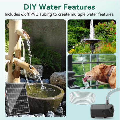 Antfraer 25W Solar Pond Pump, 320GPH Adjustable Flow Solar Fountain Pump with 7 Spray Modes, 16.5FT Cord & 6.6FT PVC Tubing for Fish Ponds, Garden Waterfalls, Hydroponics & DIY Water Features