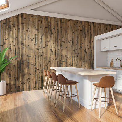 Art3d Natural Bamboo Wall Panel for Interior Wall Decor, Renewable Pole Wrap Wainscoting Paneling for Wall Ceiling Furniture Cabinet Office, 48 x 96 Inch - Dark Burned