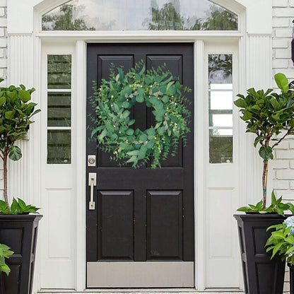 MAINGKAUNG Spring Wreath 22 Inch Spring Summer Wreaths with Eucalyptus Leaves and Berries Seasons Green Eucalyptus Wreath for Farmhouse Porch Front Door Wall Decor and Year Round Use