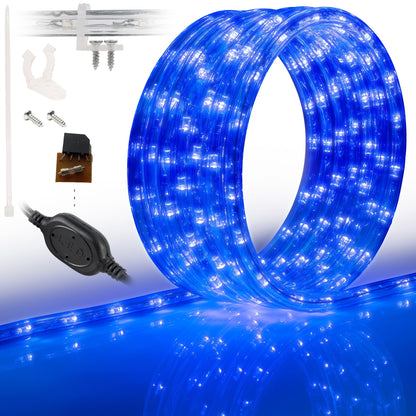 WYZworks 1116LEDs, 100ft LED Outside Rope Lights, Waterproof Permanent Outdoor ETL Certified Connectable Clear Tube, Christmas Palm Tree Holiday Decorative Landscape Patio Accent Lighting - Blue