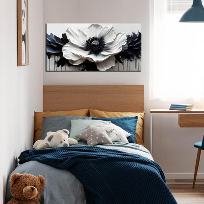 HUBOSKN Flower Canvas Wall Art for Living Room - Black and White Wall Art for Bedroom - Modern Wall Decor for Bedroom Women Size 20" x 40"