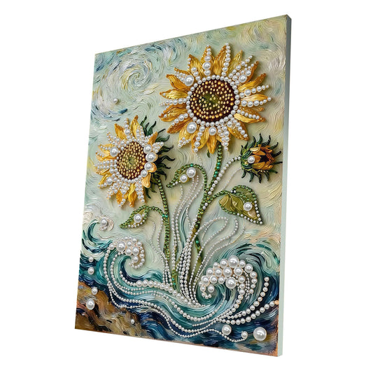 HRTHRT Adult DIY Diamond Painting Kit, Sunflower Design, Perfect for Beginners, Includes Frame, Size: 30x40 cm, Home Decor or Housewarming Gift, Diamond Painting Artwork, Ideal for Wall Decor