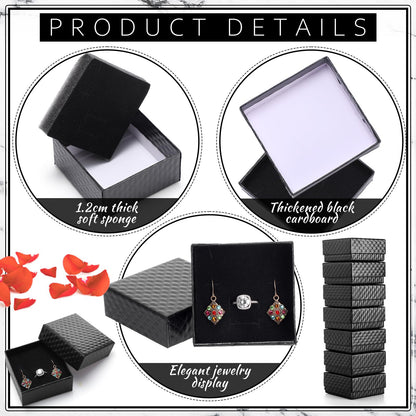 Sasylvia 48pcs Jewelry Gift Boxes Small Jewelry Boxes 3 x 3 x 1.4'' Festival Present Boxes for Bracelet Earrings(Black)