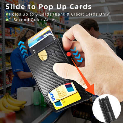 TOPFORGES Wallet for Men, RFID Blocking Smart Pop Up Card Wallet,Minimalist Bifold Mens Wallet Hold 10 Cards & Cash, Slim Compact Front Pocket Desgin With ID Window,Metal Aluminum Credit Card Holder