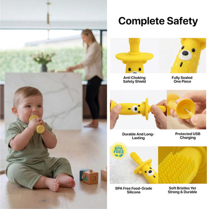 KLOUDYS Vibrating Baby Teether & Toothbrush l Teething Relief & Bone Conduction Music l Soft BPA-Free Silicone Baby teethers, Oral Sensory chew Toys for Kids & Babies,Teething Toys 9-24 Months, Pink