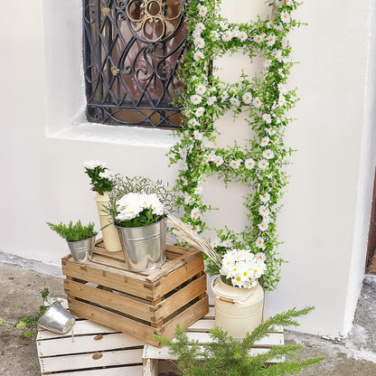 Norme 2 Pcs 6 Ft Artificial Daisy Garland with 100 Fake Flowers Hanging Vine Spring Garland Floral for Decorating Wedding Baby Shower Summer Window Mantle Staircase Farmhouse Table Centerpiece(White)