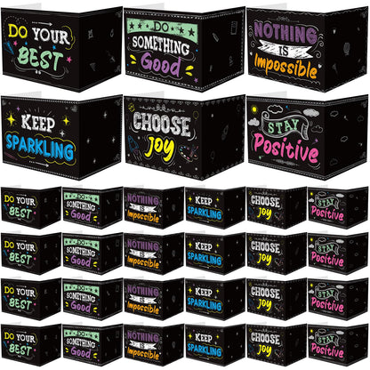 Honoson 24 Pcs Bulk Inspirational Privacy Folders for Students Cardboard Test Privacy Boards Motivational Words Desk Dividers Shield for Classroom School Study Supplies, 6 Styles(Blackboard)