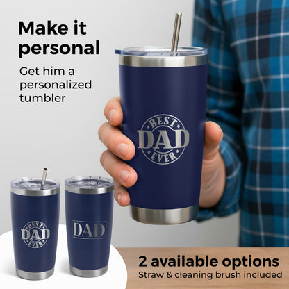Fairly Dunn Luxury Dad Gift Box with Deep Tissue Massage Gun – Ultimate 7-Piece Birthday Set Includes 20oz Tumbler, Toiletry Bag & Grooming Kit – Premium Father’s Day Gift Basket