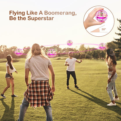 Fesbt Flying Orb Ball 2025 Boomerang Hover Ball Galatic Fidget Spinner Mini Drone Cool Toys Birthday Gift Ideas for 6 7 8 9 10+ Year Old Boys Girls Teens Indoor Outdoor(Blue) (Pink)