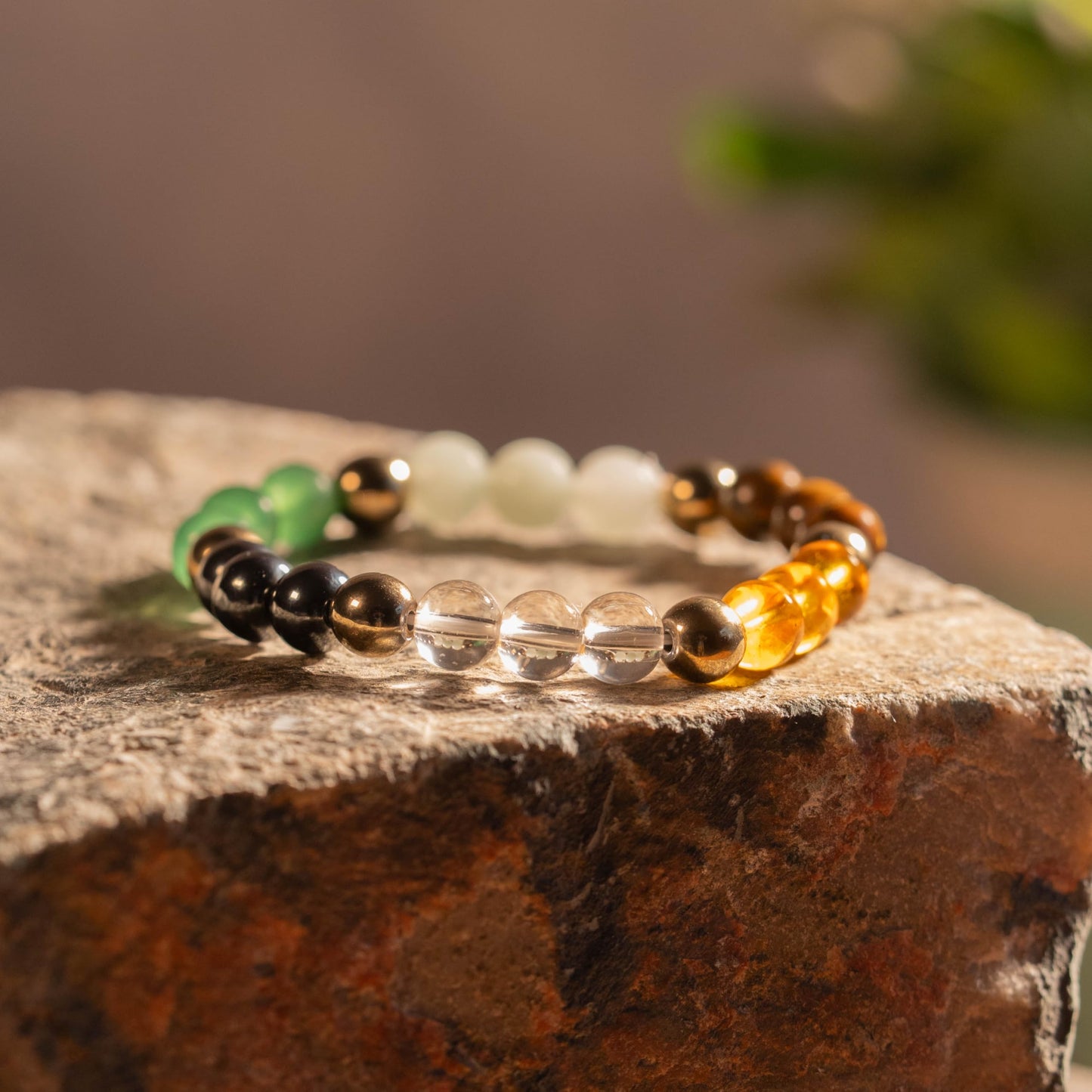 RIYAURA Dhan Yog (Wealth & Prosperity) Healing Bracelet – 8mm Natural Gemstone Beads, Stretch Elastic Bracelet for Women & Men