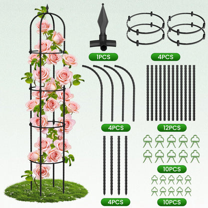 Garden Obelisk Trellis for Climbing Plants - 76" Tall Weather-Resistant Rustproof Metal Plant Flower Support for Roses, Clematis, Tomatoes & Vines, Indoor/Outdoor Use, 12”D (2 Pack)