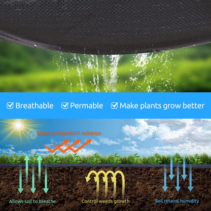 Sunocity 6ft x300ft Black Weed Barrier 3.5oz Landscape Premium Fabric-Heavy Duty Woven Ground Cloth with Superior Permeability Weed Control Convenient Design