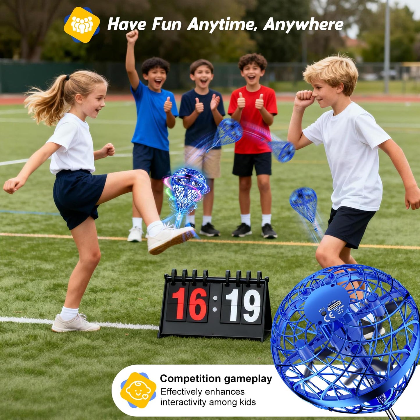 DUSFAN 2025 AI Flying Orb Ball Toy, Galactic Fidget Spinner, Mini Drones Toys for 6 7 8 9 10 11 12+ Year Old Boys Girls Children Indoor Outdoor Toys