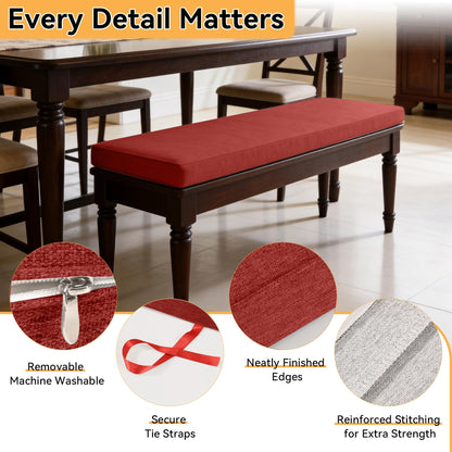 ROFIELTY Bench Cushion 30.5 inch, Durable Bench Cushions for Indoor Furniture, Non-Slip Window Seat Cushion Indoor, Personalized Custom Bench Cushion (Red, 30.5x11x2)