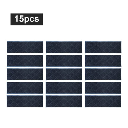COSY HOMEER Edging Stair Treads Non-Slip Carpet Mat 28inX9in Indoor Stair Runners for Wooden Steps, Edging Stair Rugs for Kids and Dogs, 100% Polyester TPE Backing (15pc, Navy)