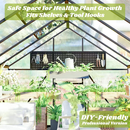 8x10 FT Greenhouses for Outdoors, Polycarbonate Greenhouse with PC Panels, Greenhouses for Outdoors for Yard, Garden, Hobby, Charcoal Black