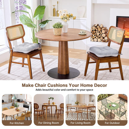 BETU Chair Cushions for Dining Chairs Set of 2,3.5" Thick Kitchen Table Chair Pads with Ties,Non Slip Backing and Covers, Seat Cushion for Dining Room,Bar,Patio Chairs,15.5"X15.5"X3.5",Light Grey