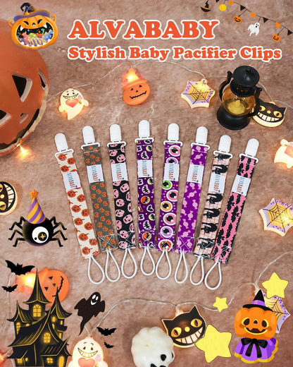 ALVABABY Pacifier Clips 8 Pack Pacifier Binky Paci Holder Leashes for Teethers 8DBP09A