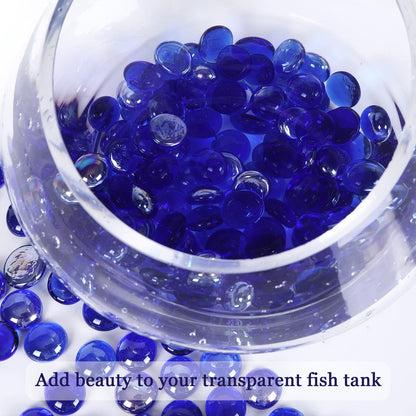 Ausluru 5LB Fire Glass Beads Flat Glass Marbles for Outdoor Fire Pit and Fireplace, Glass Gemstones for Vase Filler, Aquariums, Hydroponics Plants, Home Decor and Christmas DIY Craft, Cobalt