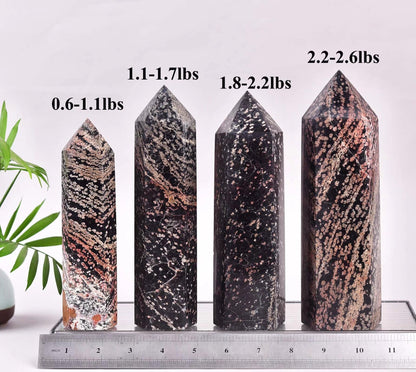 Gold Snowflake Obsidian Stone Tower Obelisk Healing Crystal Wand Large Reiki Meditation Gifts 0.6-1.1 LBS