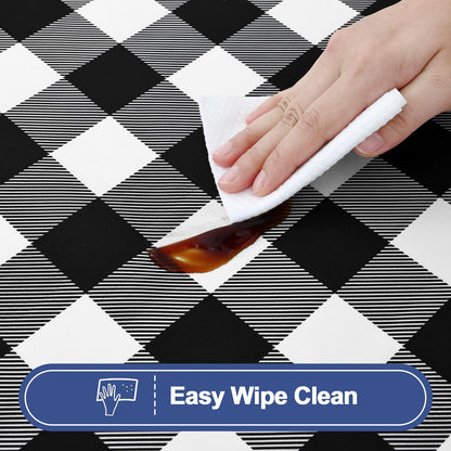 Smiry Picnic Table Cloth 6 Pack, Waterproof Elastic Fitted Tablecloths for 24x48 Rectangle Tables, Washable Polyester Buffalo Plaid Tablecloth for Camping, Dining & Outdoor (Black & White, 24" x 48")