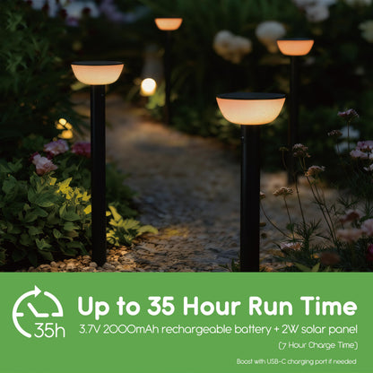 VerLuce Basin Series - 24.5" Solar Pathway Lights - Walkway Lights for Outside - PIR Sensor & Three Lighting Modes - Rechargeable Battery Lasts Up to 35 Hours - 2700K - Dark Sky Friendly - 4 Pack