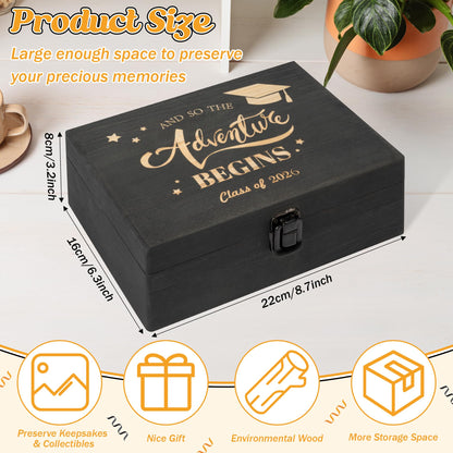 R HORSE Graduation Keepsake Wood Box, Engraving Wooden Memory Box for High School Graduates, Engraved Class of 2026 Graduation Gift for Him Her Party Favor & Memory Storage