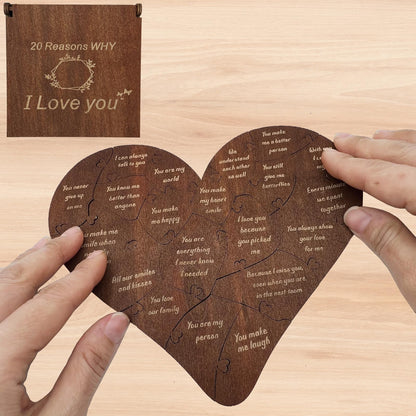 Valentine Gifts for Him or Her,20 Reasons Why I Love You Heart Wooden Puzzle Box,Valentine's,Anniversary Wedding Gifts for Boyfriend,Girlfriend,Husband,Wife