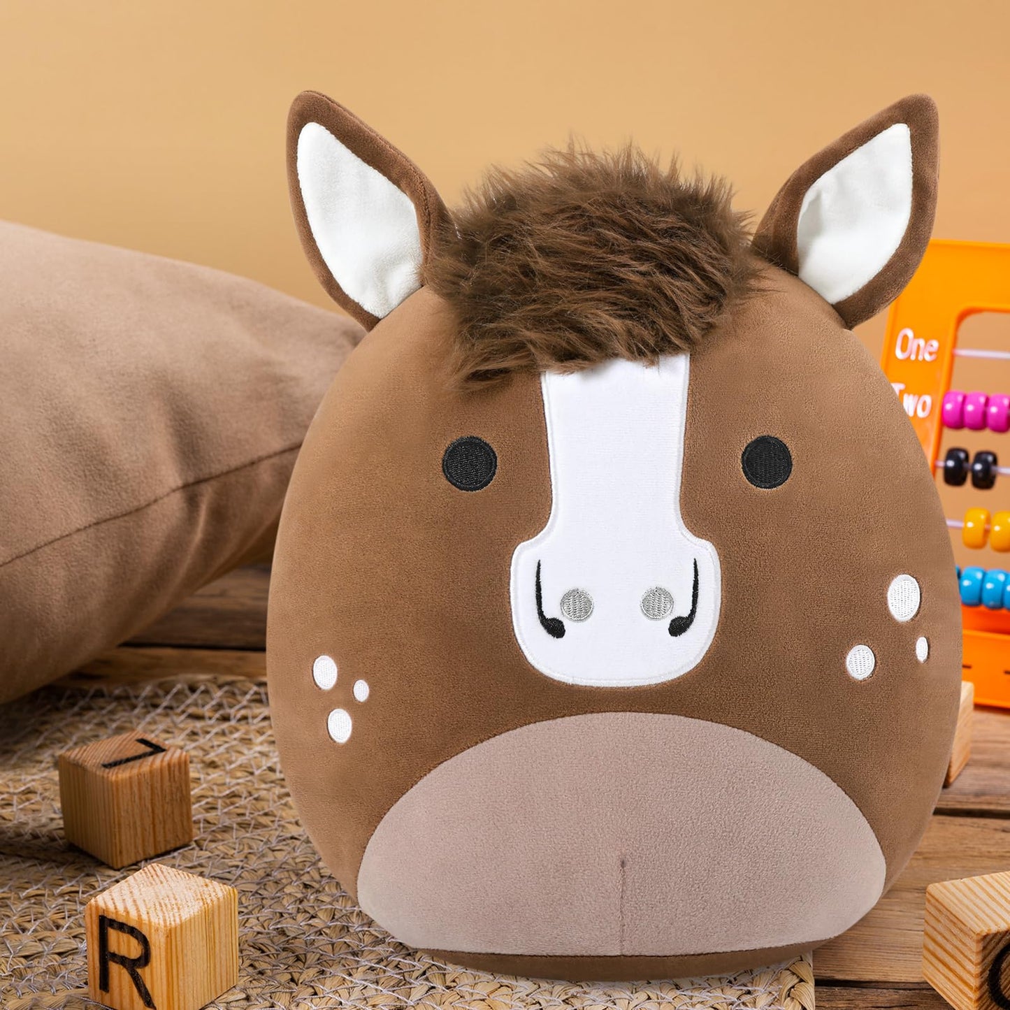 PEACH CAT Original Quarter Horse Stuffed Animal 12" Cute Horse Plush Soft Plushies Toys Gifts for Kids Adults Brown